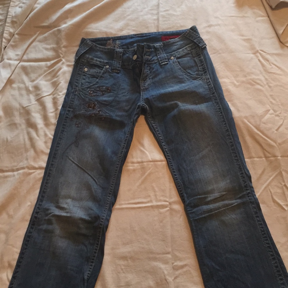 blue jeans, slight flare, perfect condition!